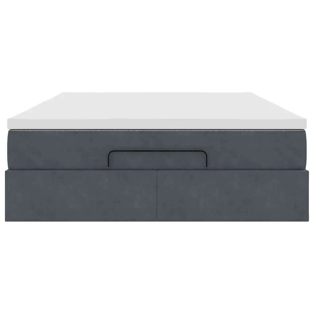 Ottoman Bed Double Grey Velvet with Pocket Spring Mattress and Hydraulic Lift Storage