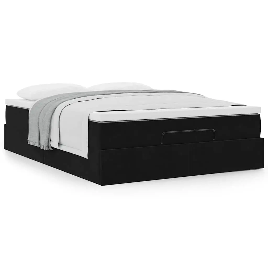 Ottoman Bed Double Black Velvet Pocket Spring Mattress Storage Lift Frame