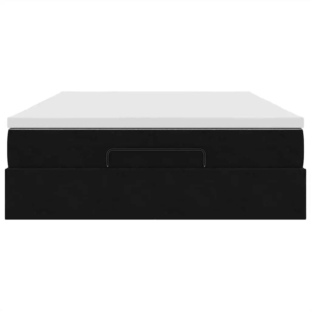 Ottoman Bed Double Black Velvet Pocket Spring Mattress Storage Lift Frame