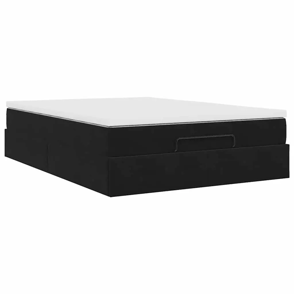 Ottoman Bed Double Black Velvet Pocket Spring Mattress Storage Lift Frame