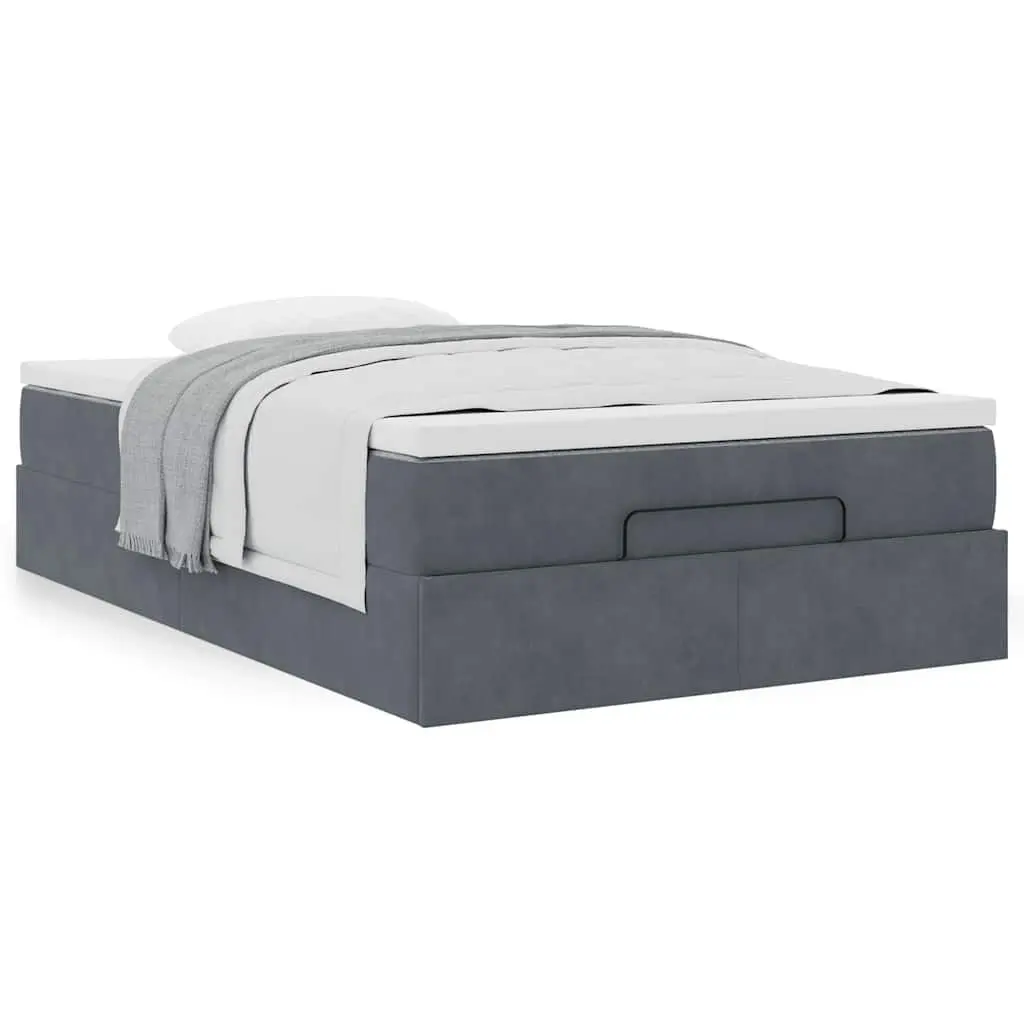 Ottoman Bed Grey Velvet Super Single Pocket Spring Mattress Storage Lift