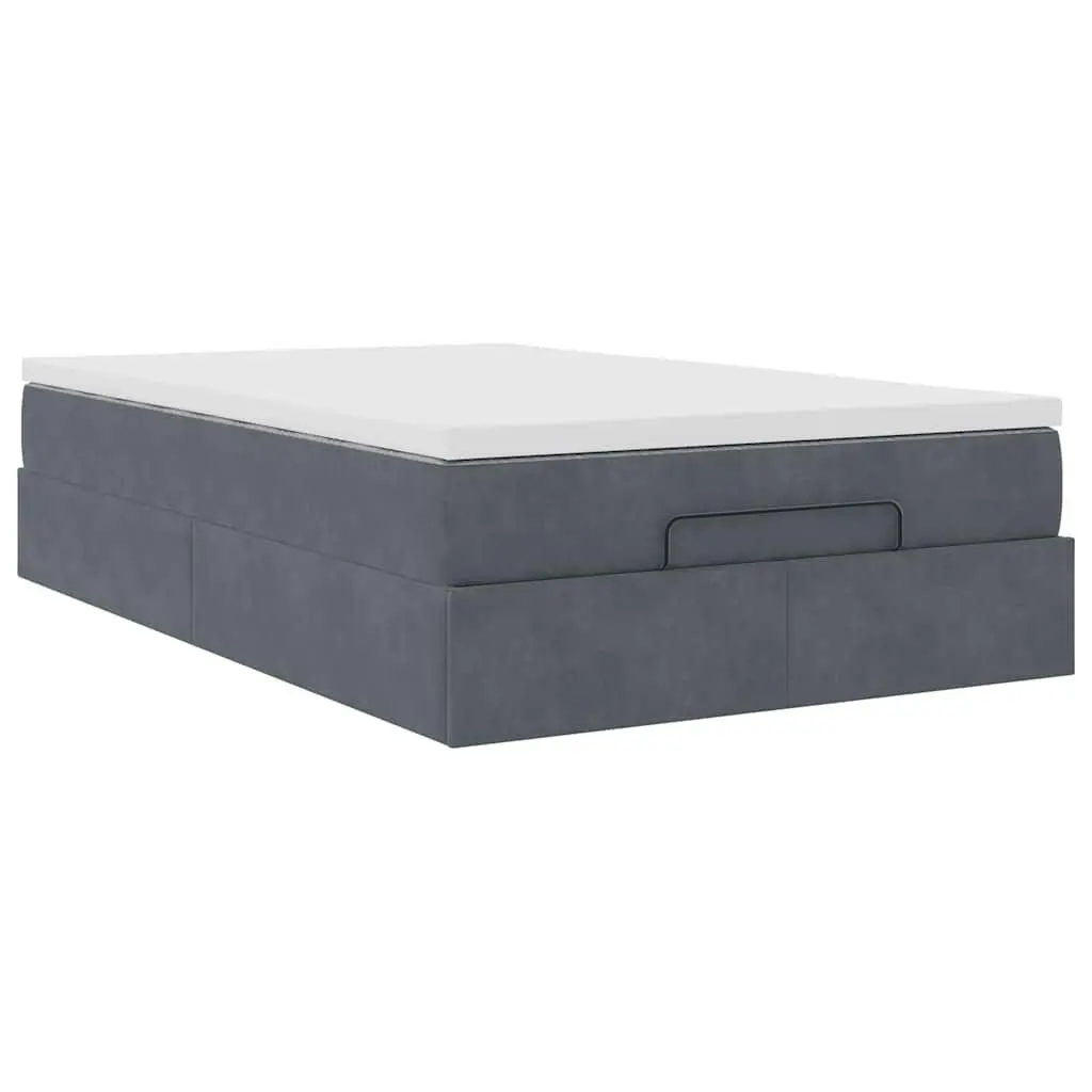 Ottoman Bed Grey Velvet Super Single Pocket Spring Mattress Storage Lift