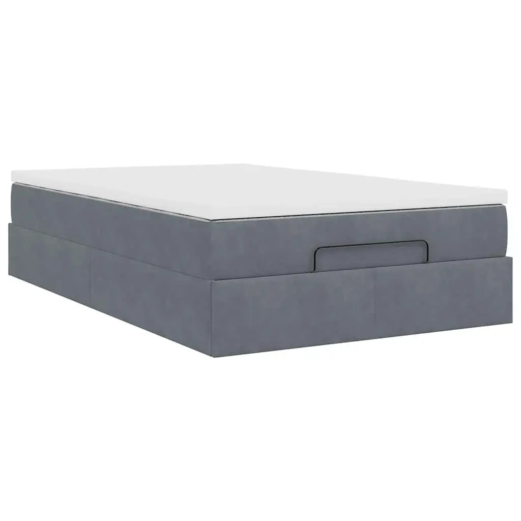 Ottoman Bed Grey Velvet Super Single Pocket Spring Mattress Storage Lift