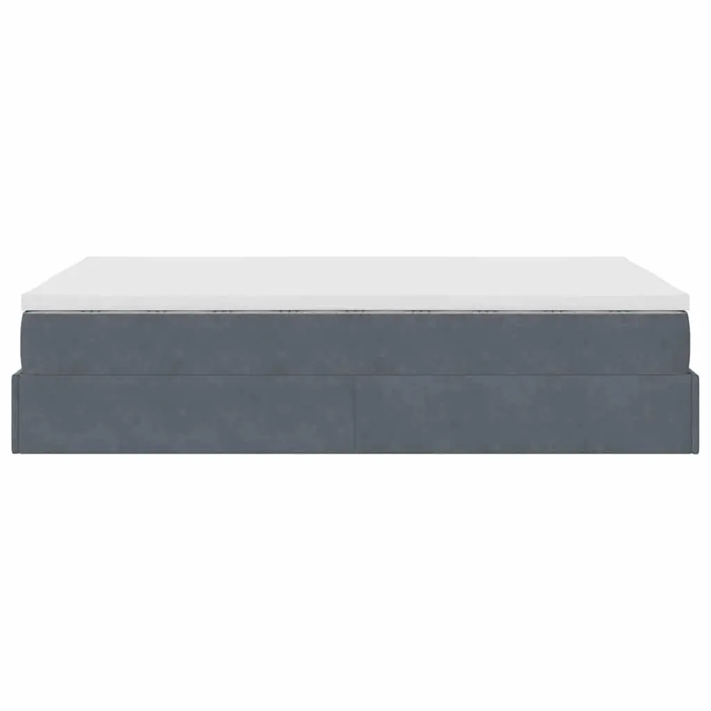 Ottoman Bed Grey Velvet Super Single Pocket Spring Mattress Storage Lift