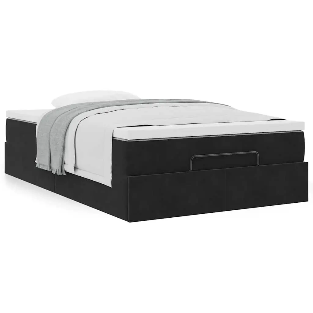 Ottoman Storage Bed King Single Black Velvet Pocket Spring Mattress
