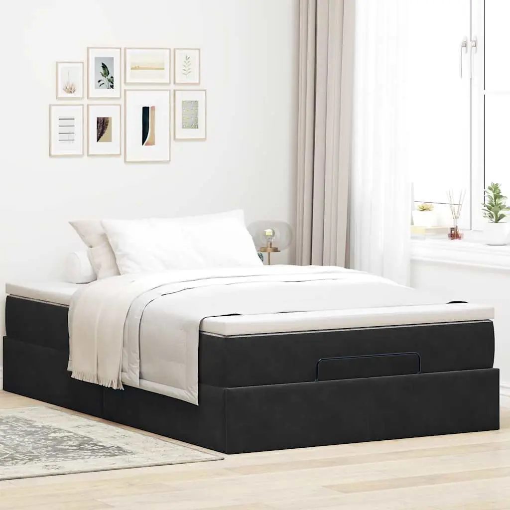 Ottoman Storage Bed King Single Black Velvet Pocket Spring Mattress