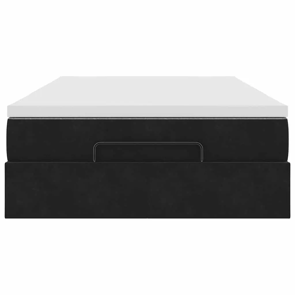 Ottoman Storage Bed King Single Black Velvet Pocket Spring Mattress