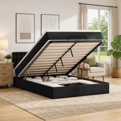 Elegant Queen Ottoman Bed with Pocket Spring Mattress