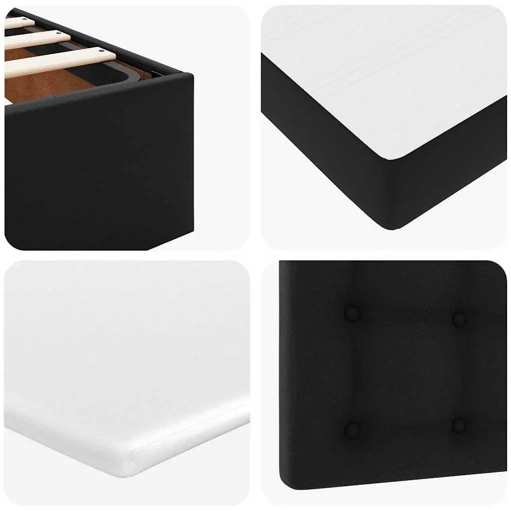 Ottoman Bed King Single Black Faux Leather with Mattress Storage Lift Frame