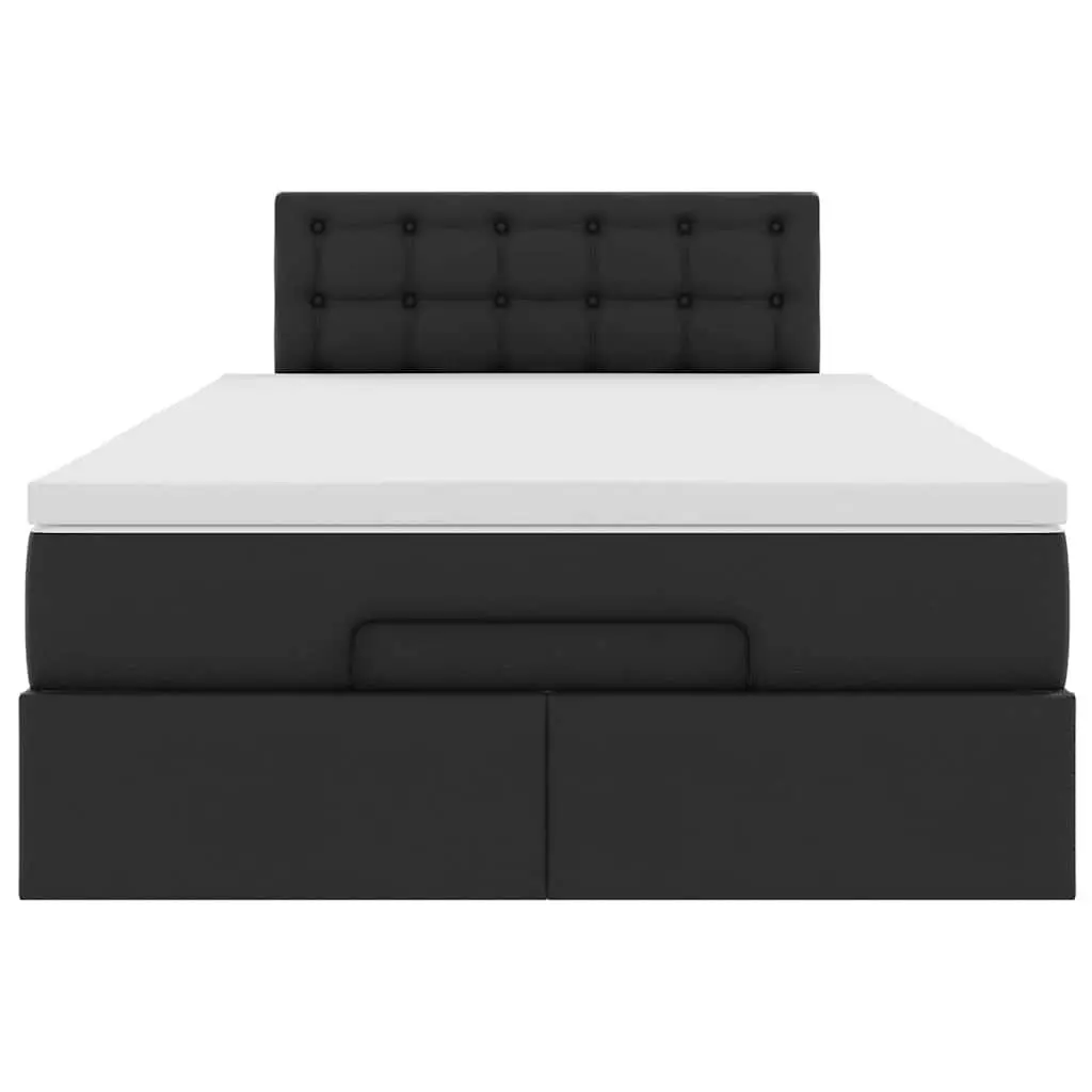 Ottoman Bed King Single Black Faux Leather with Mattress Storage Lift Frame