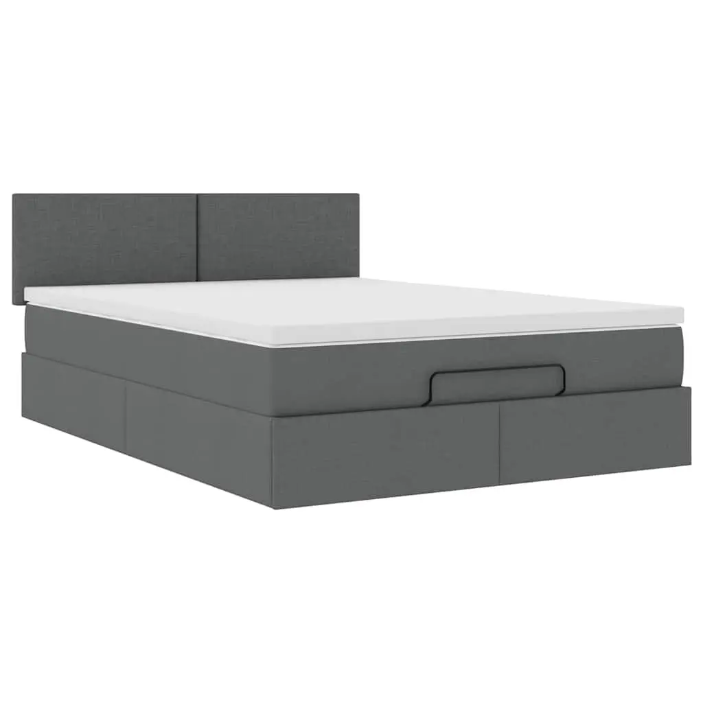 Ottoman Bed Queen Grey Fabric Pocket Spring Mattress Storage