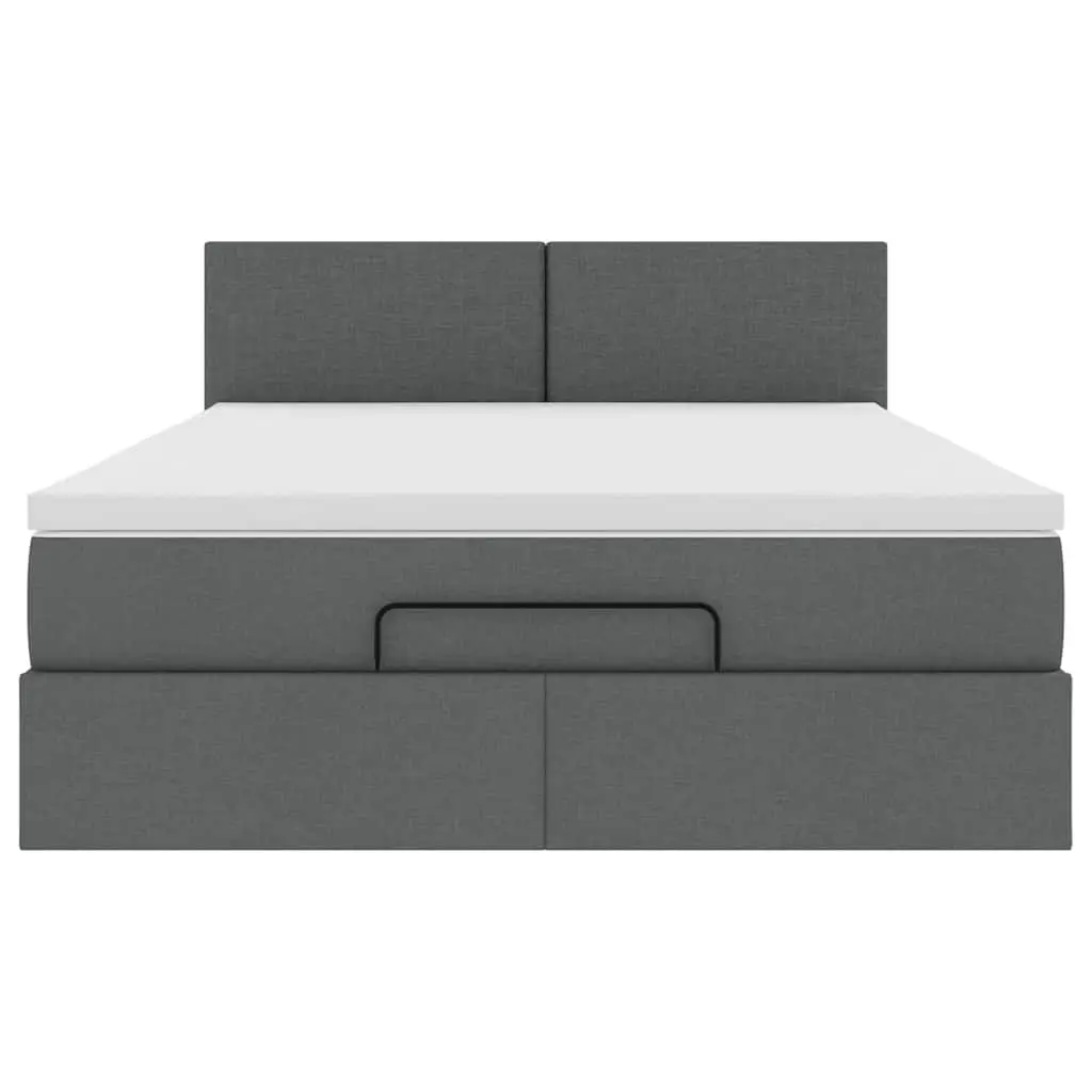 Ottoman Bed Queen Grey Fabric Pocket Spring Mattress Storage