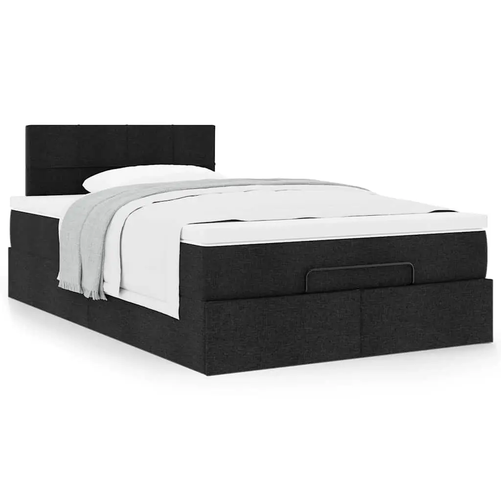 Ottoman Bed Black Fabric King Single with Pocket Spring Mattress and Hydraulic Lift Storage