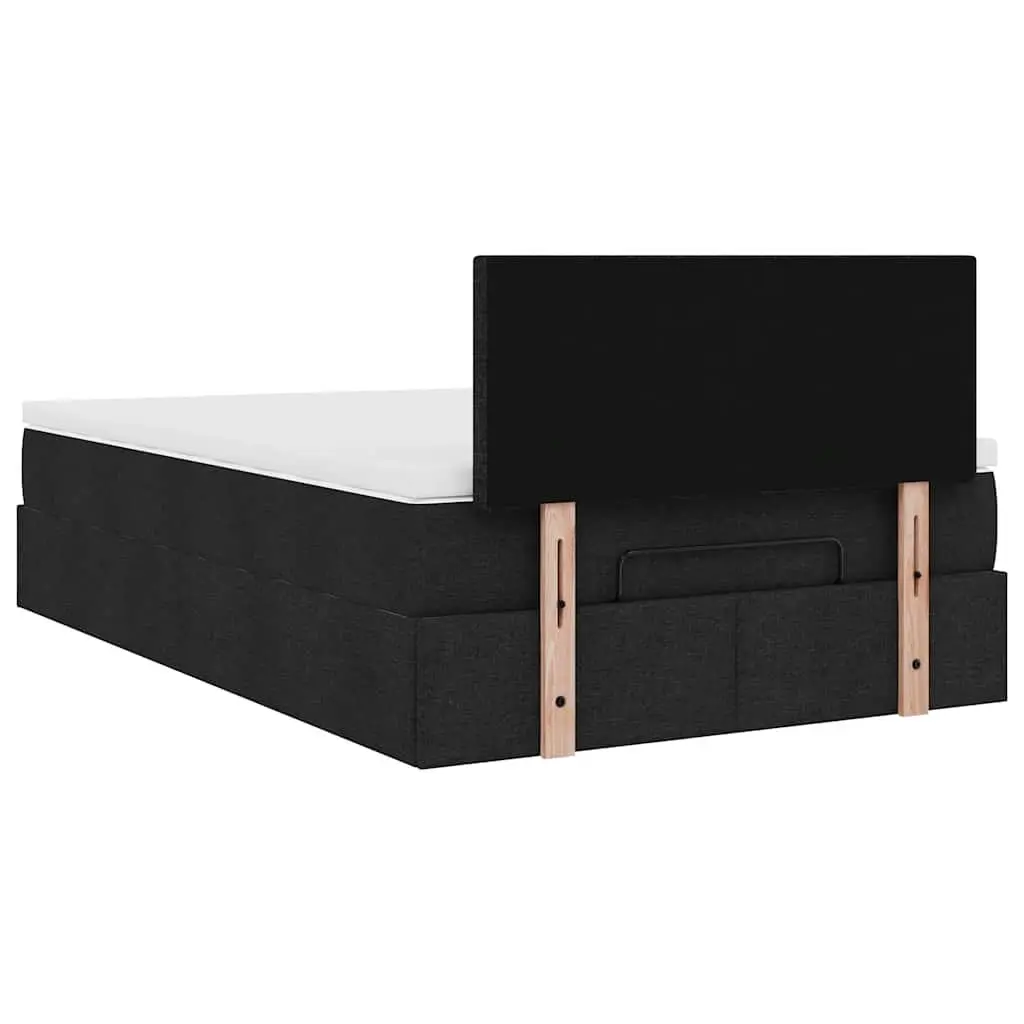 Ottoman Bed Black Fabric King Single with Pocket Spring Mattress and Hydraulic Lift Storage