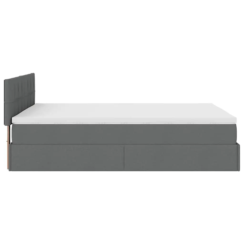 Ottoman Bed Grey Fabric Queen Size with Pocket Spring Mattress and Hydraulic Lift Storage