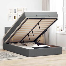 Ottoman Bed with Mattress King Single Grey Upholstered Storage Lift Frame