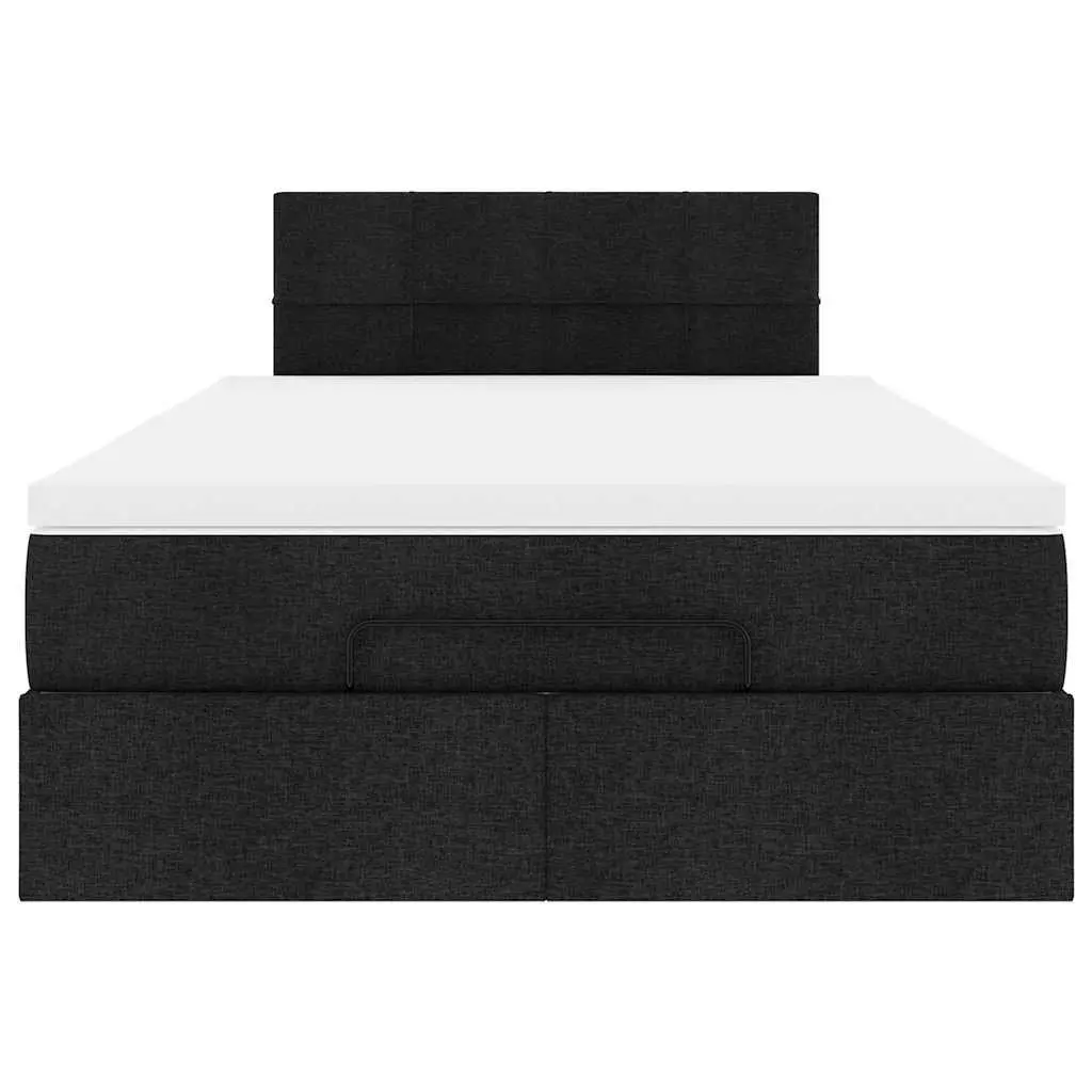 King Single Ottoman Bed Black Fabric Pocket Spring Mattress