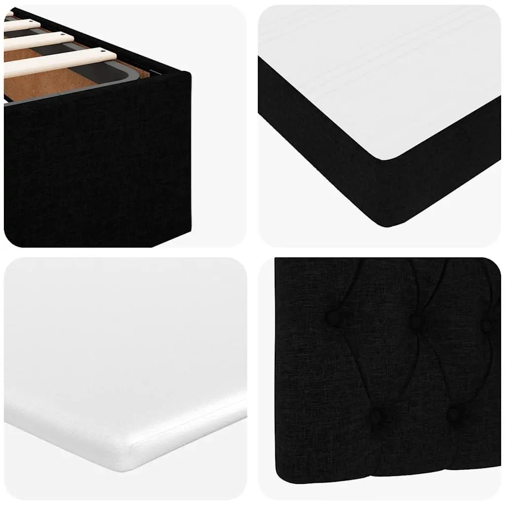Ottoman Bed Double Black Fabric Pocket Spring Mattress Storage Lift Base Frame