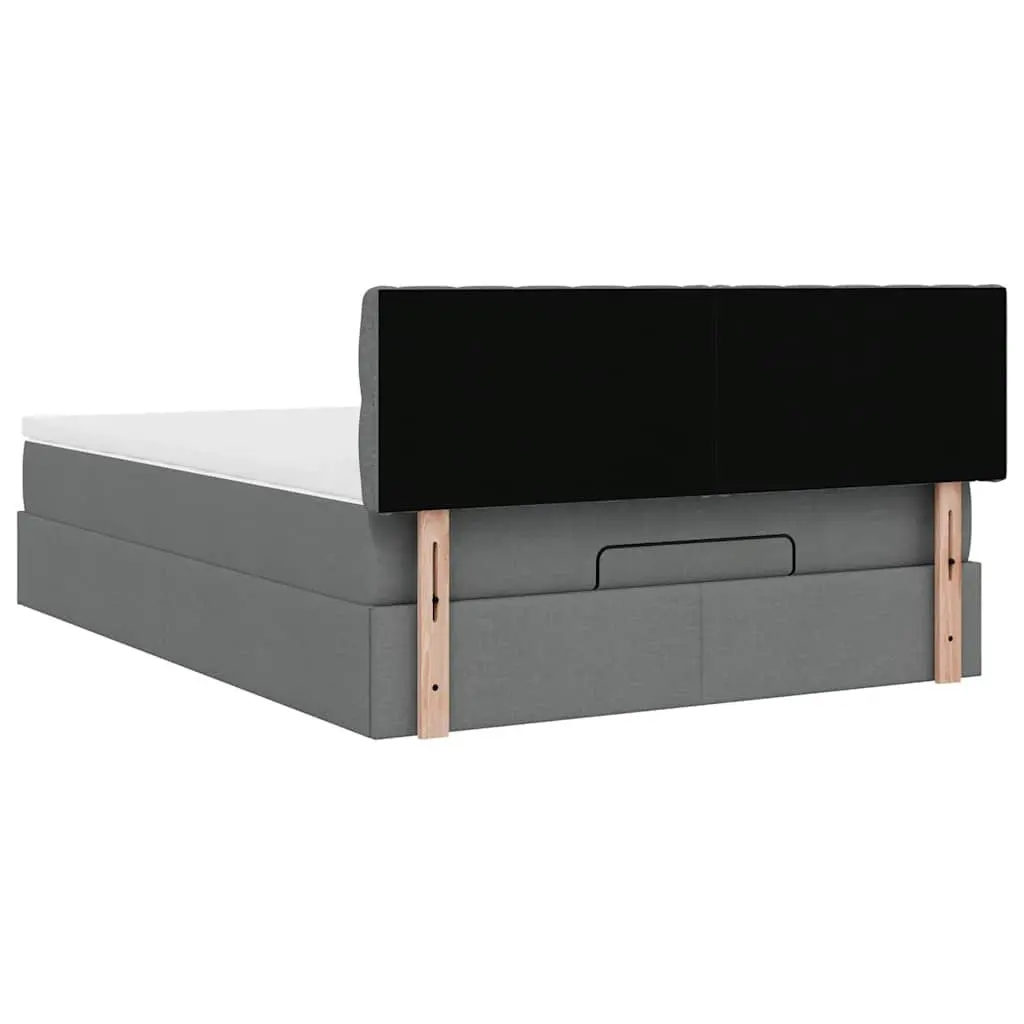 Ottoman Bed Grey Fabric Queen Size with Mattress Hydraulic Lift Storage Base