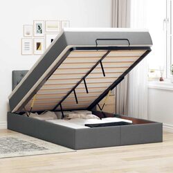 Ottoman Bed Frame with Pocket Spring Mattress King Single Grey Storage Furniture