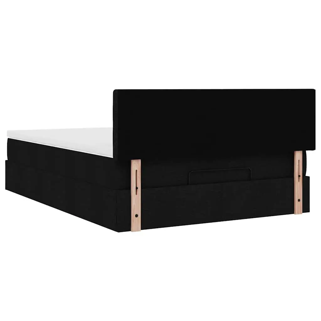 Double Ottoman Bed Black Fabric Pocket Spring Mattress Storage Lift Base