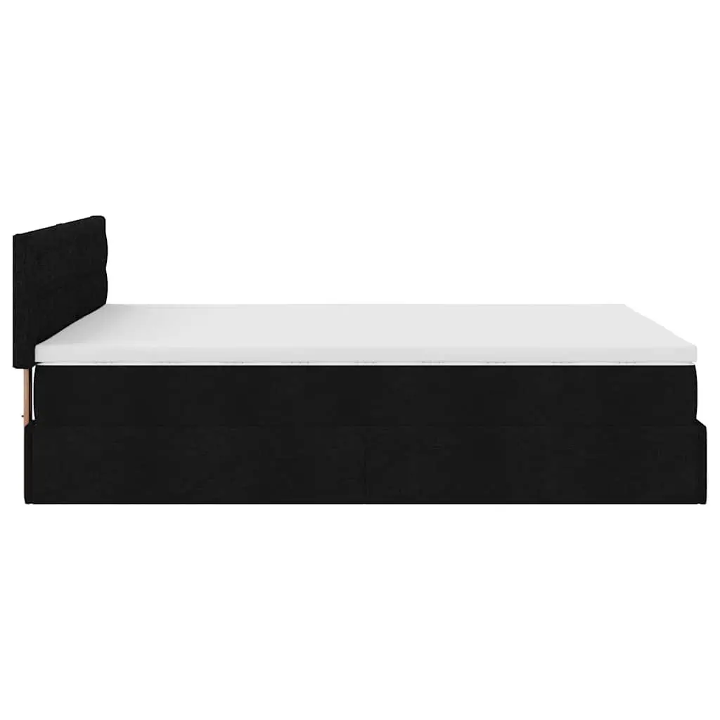 Double Ottoman Bed Black Fabric Pocket Spring Mattress Storage Lift Base