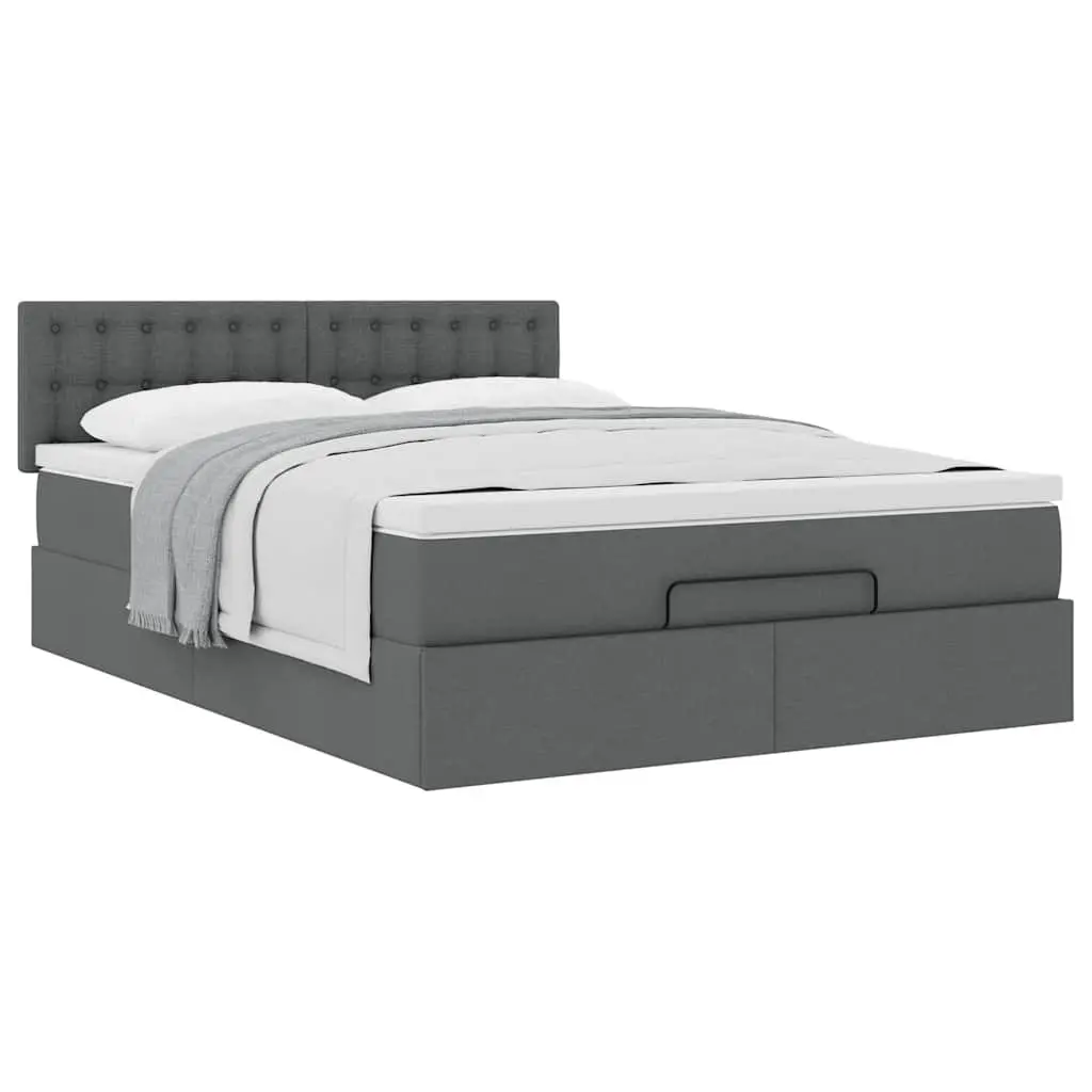 Ottoman Bed Grey Fabric Queen Pocket Spring Mattress Storage Lift Base