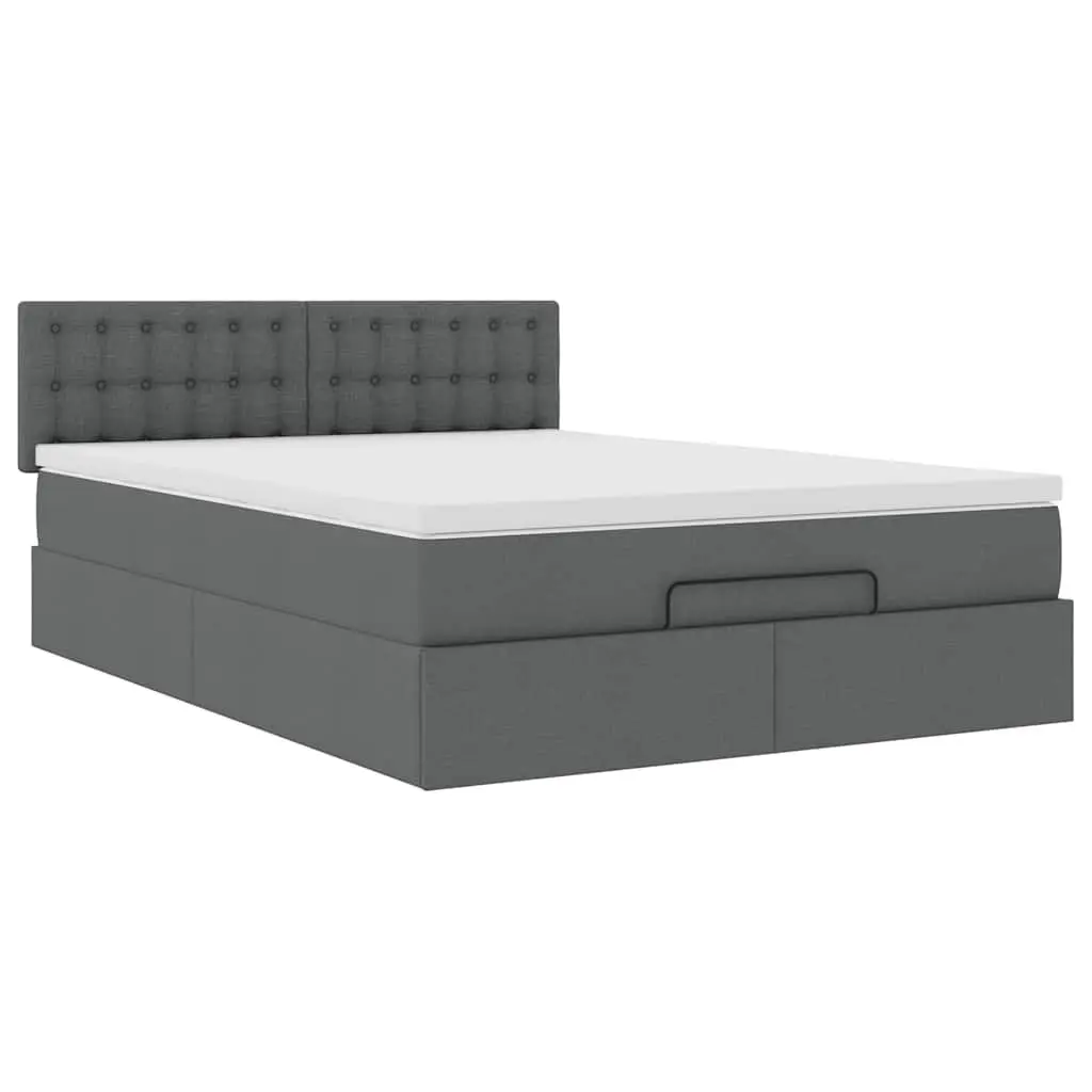 Ottoman Bed Grey Fabric Queen Pocket Spring Mattress Storage Lift Base