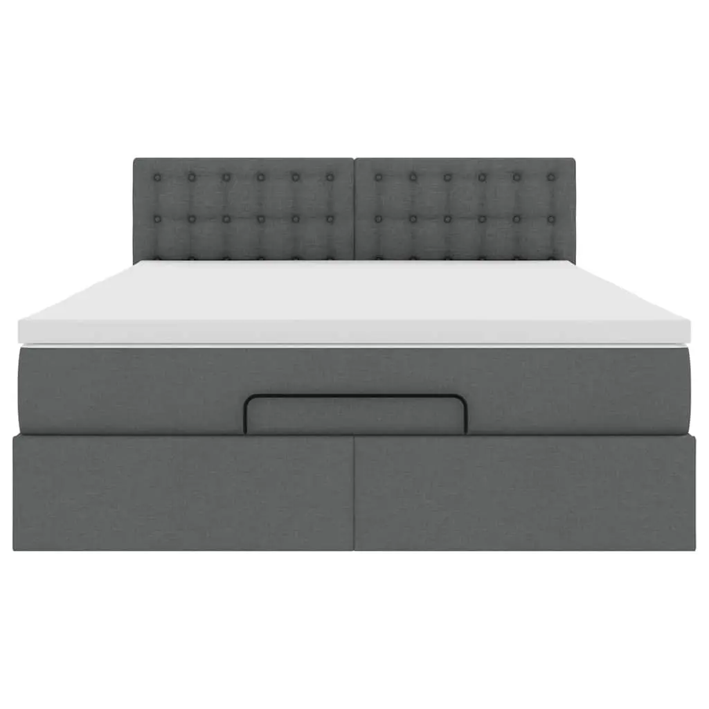 Ottoman Bed Grey Fabric Queen Pocket Spring Mattress Storage Lift Base
