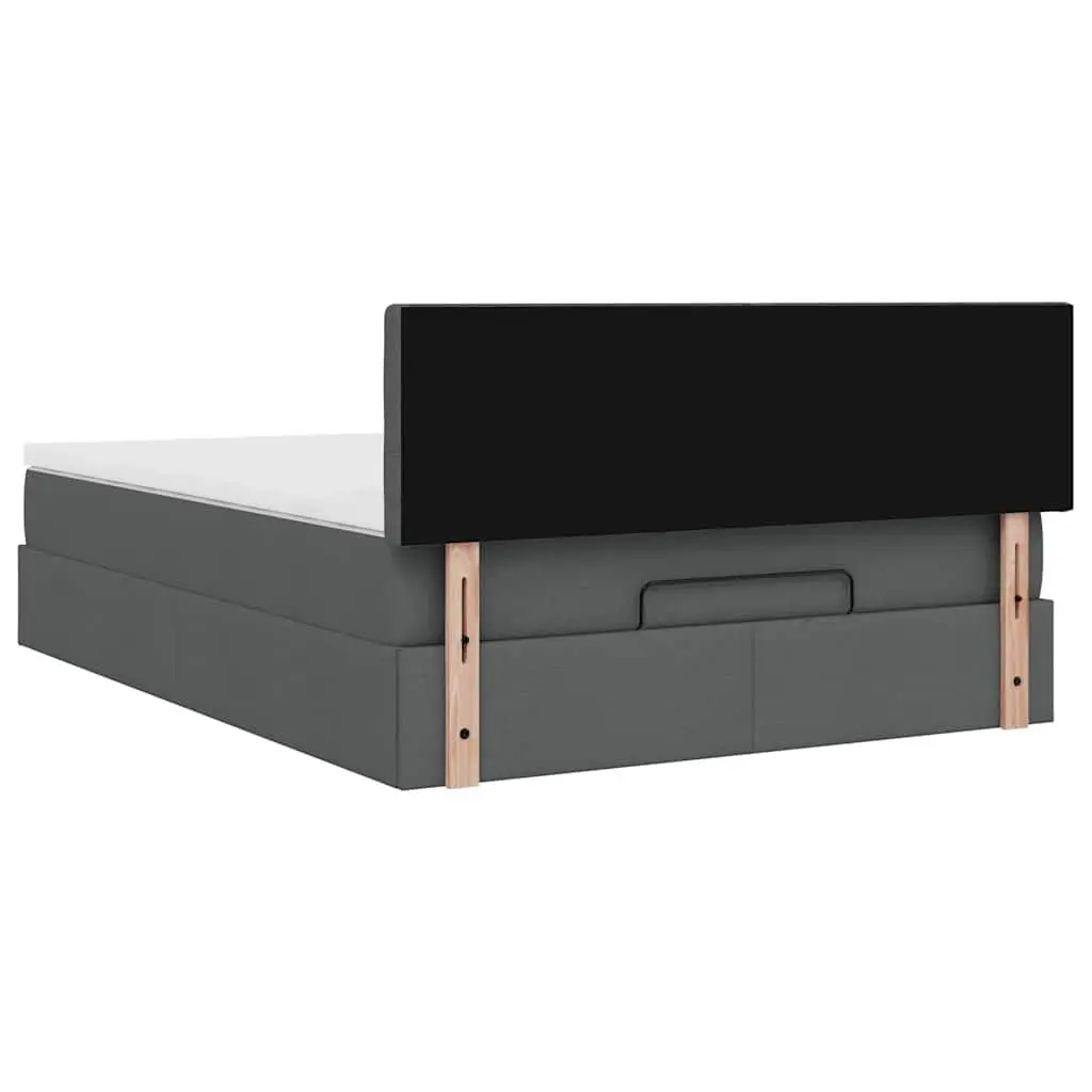 Ottoman Bed Grey Fabric Queen Pocket Spring Mattress Storage Lift Base
