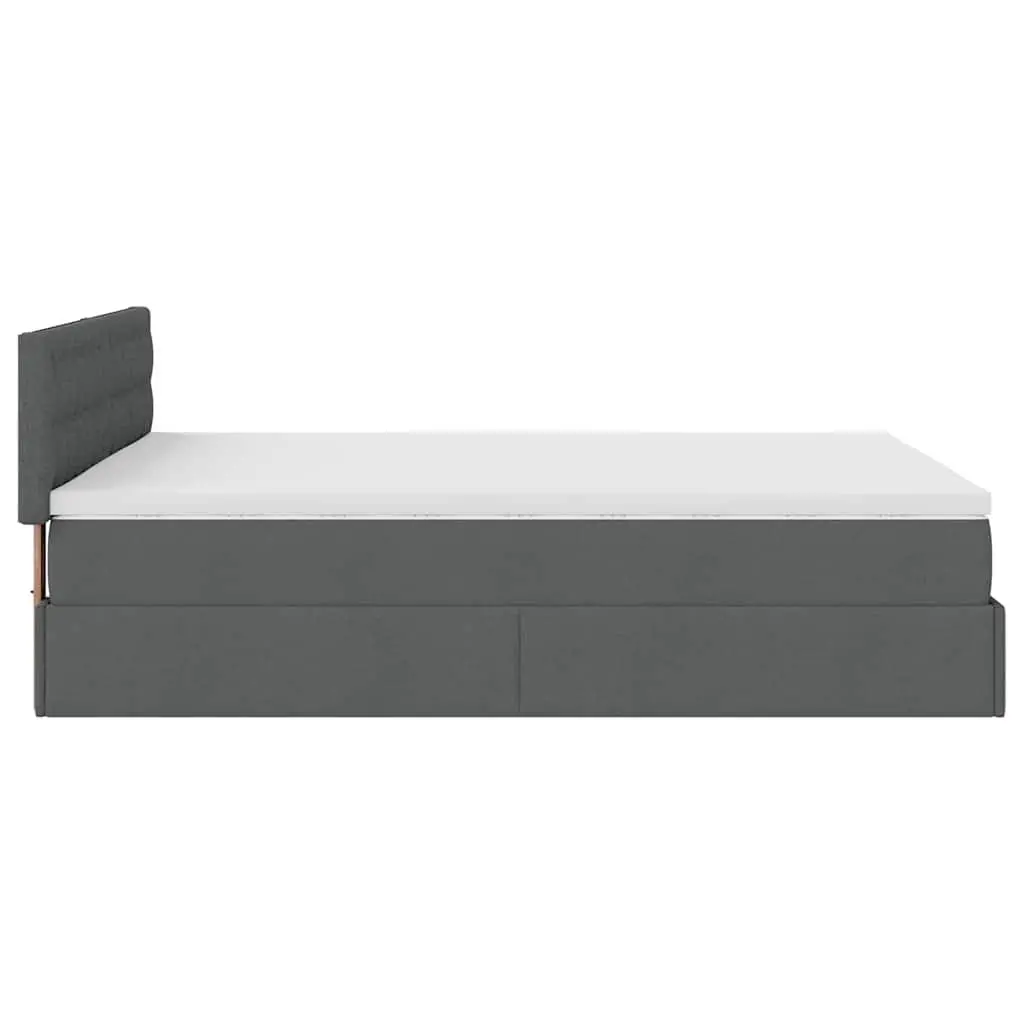Ottoman Bed Grey Fabric Queen Pocket Spring Mattress Storage Lift Base