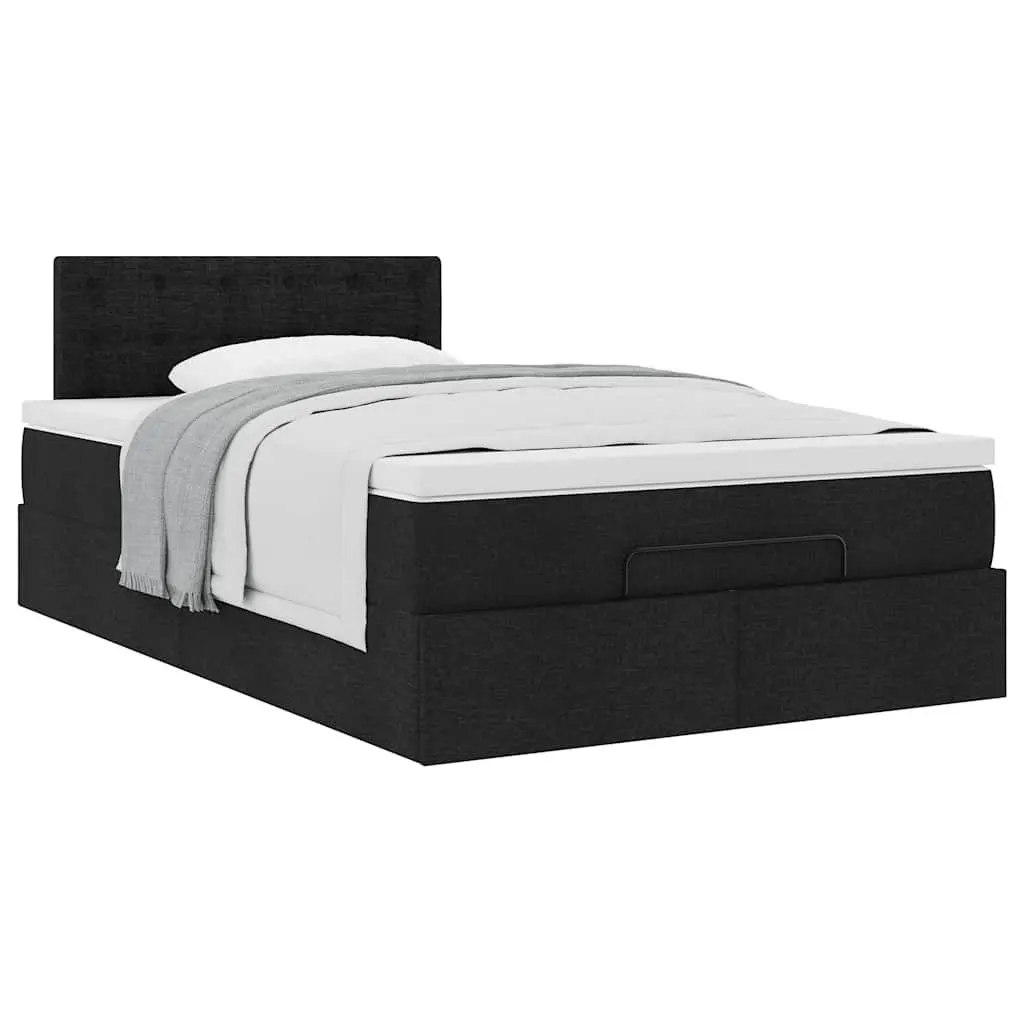 Ottoman Bed Frame with Pocket Spring Mattress Black Storage Lift King Single Fabric
