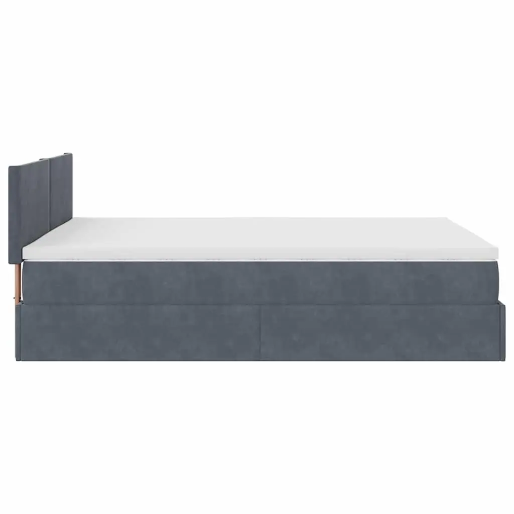 Double Ottoman Bed Grey Velvet Hydraulic Lift Storage Base with Pocket Sprung Mattress