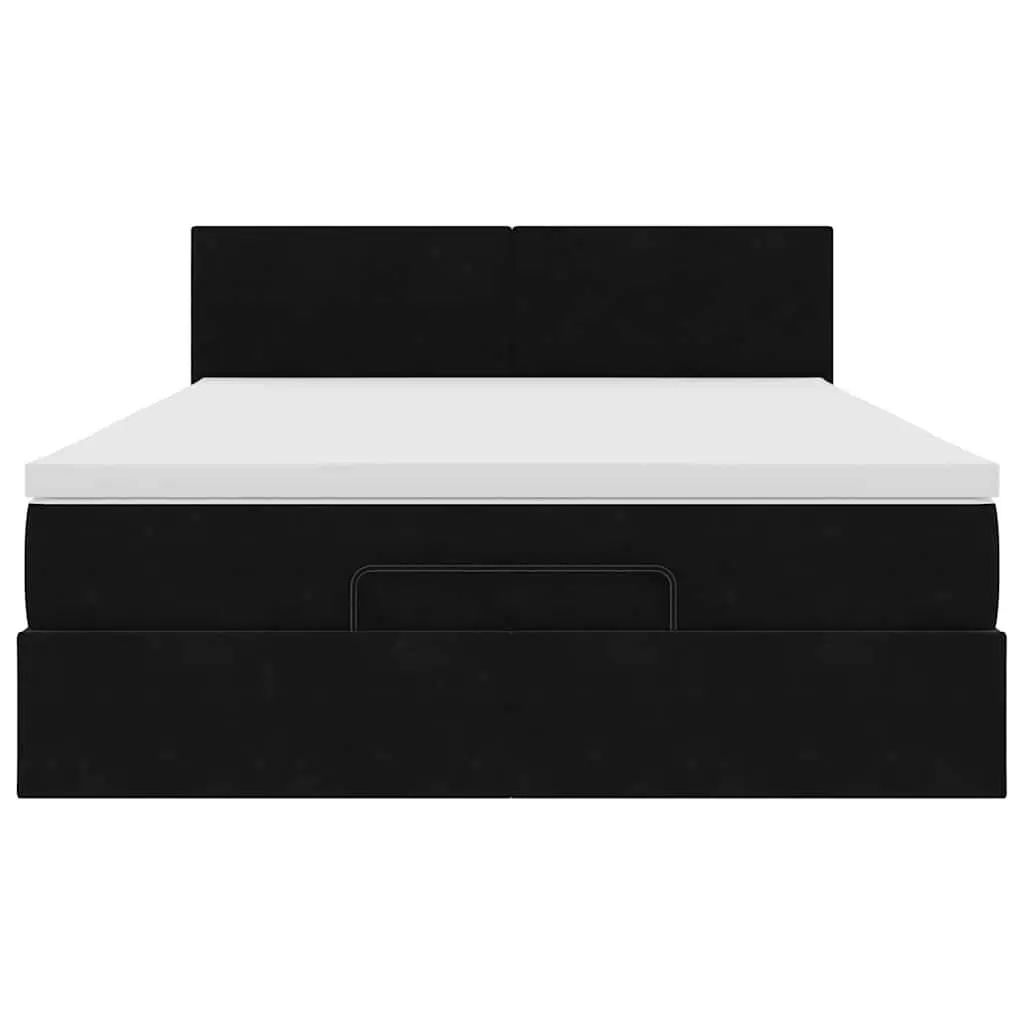 Ottoman Bed Black Velvet Double Storage Lift Frame with Pocket Spring Mattress