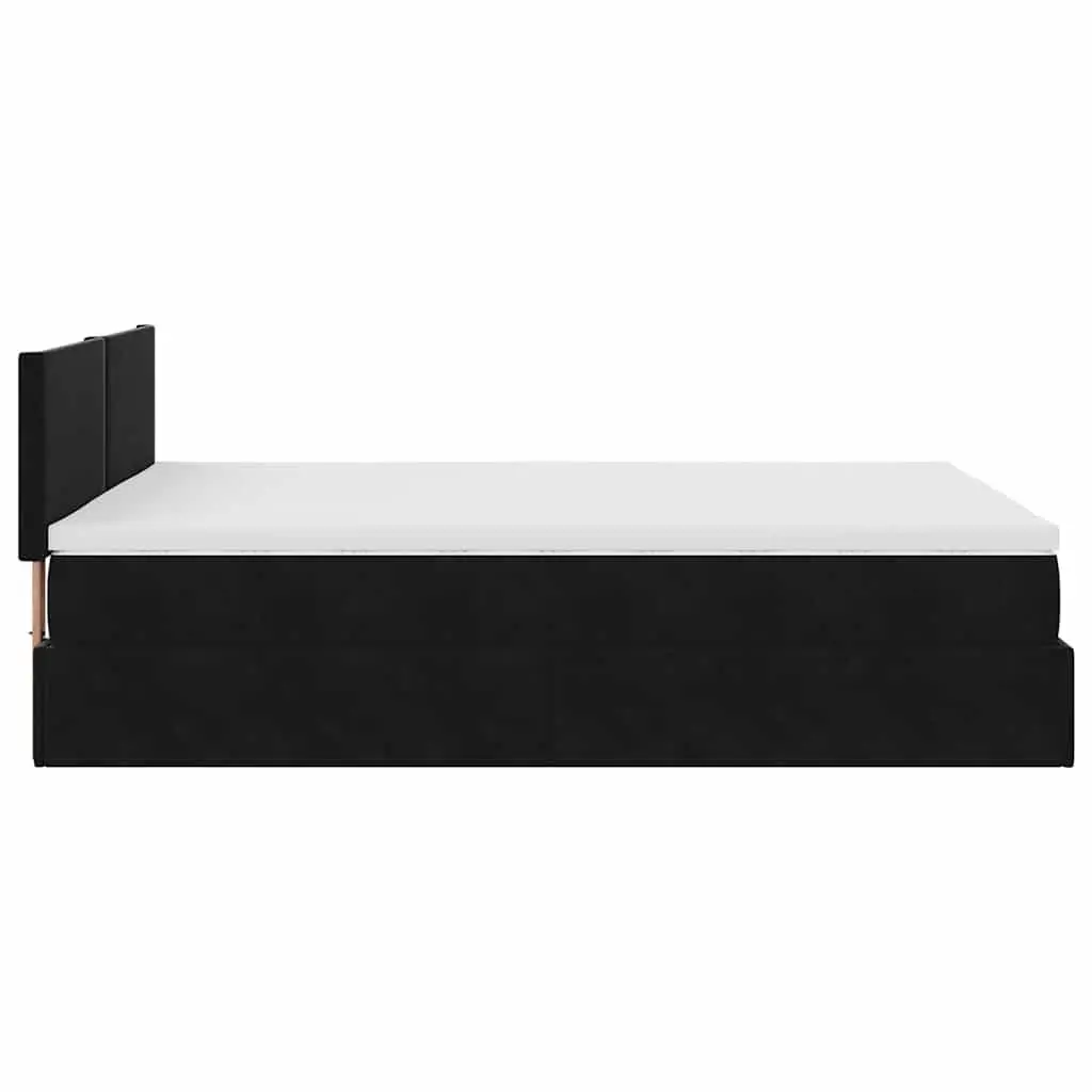 Ottoman Bed Black Velvet Double Storage Lift Frame with Pocket Spring Mattress