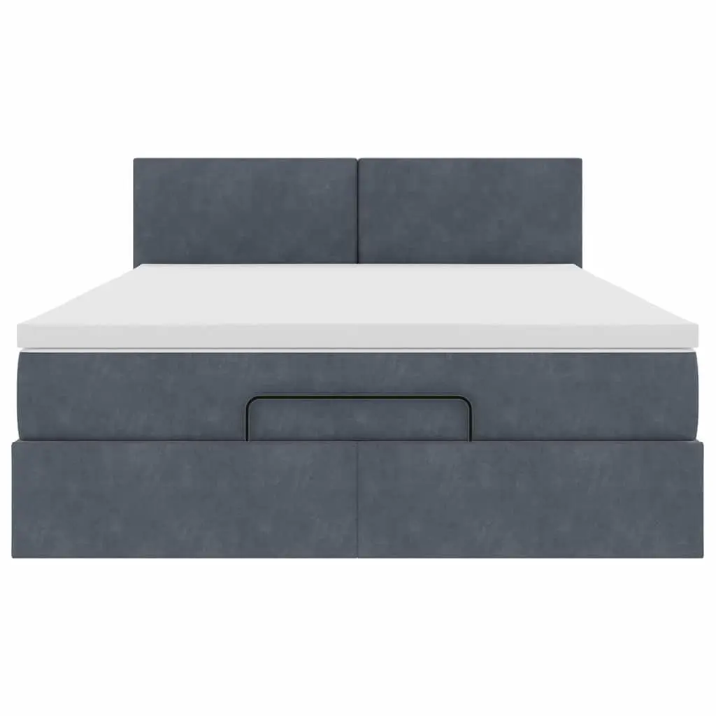Ottoman Bed Grey Queen Velvet Pocket Spring Mattress Storage Lift Base