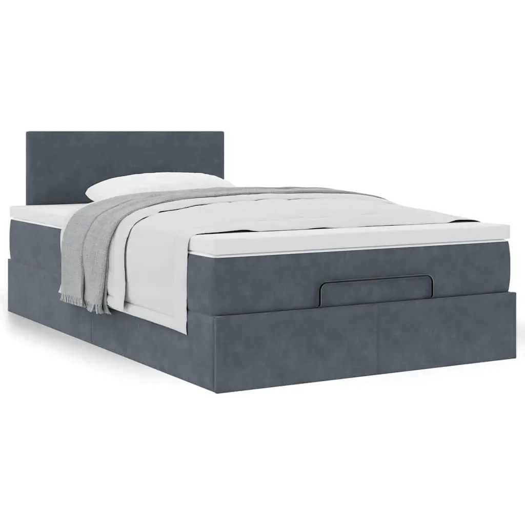 Ottoman Bed Grey Velvet King Single Storage Lift Pocket Spring Mattress