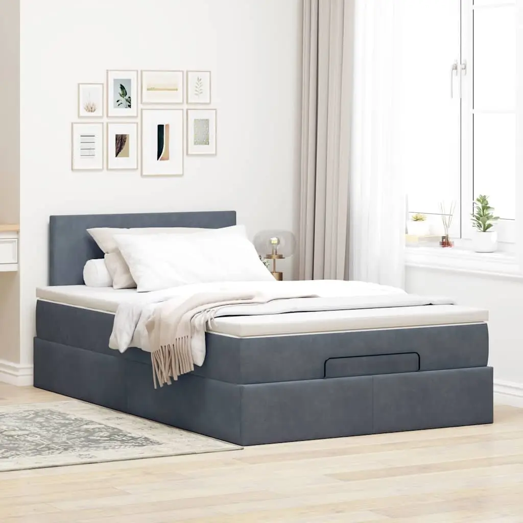 Ottoman Bed Grey Velvet King Single Storage Lift Pocket Spring Mattress