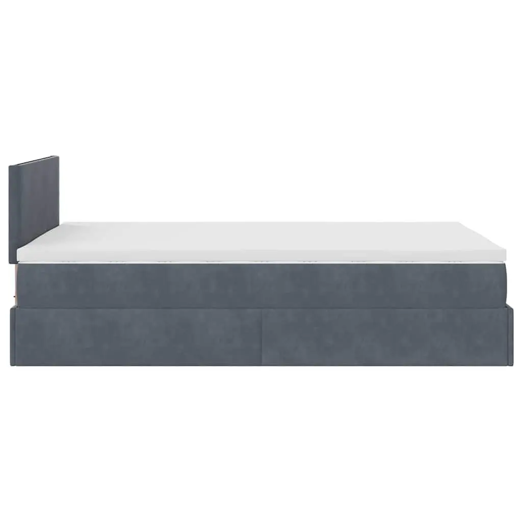 Ottoman Bed Grey Velvet King Single Storage Lift Pocket Spring Mattress