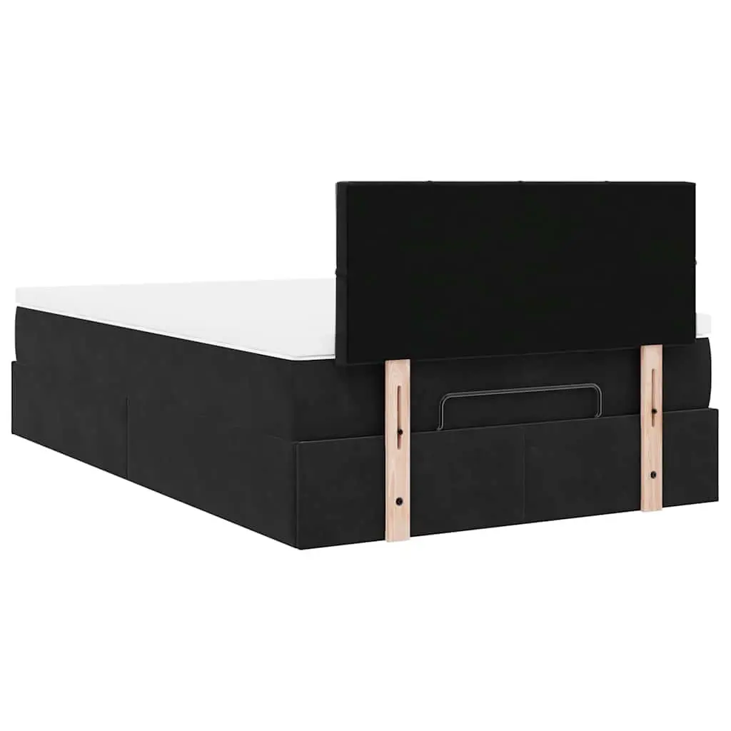 Ottoman Bed Black Velvet King Single Storage Lift Frame with Pocket Spring Mattress