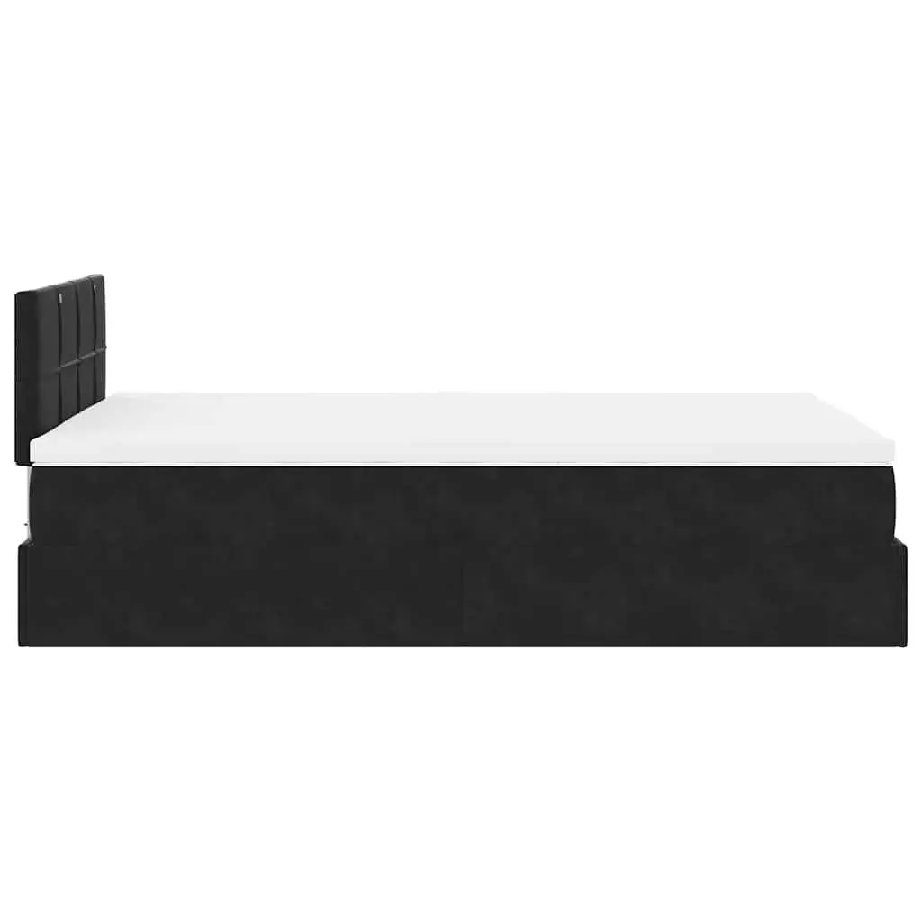 Ottoman Bed Black Velvet King Single Storage Lift Frame with Pocket Spring Mattress