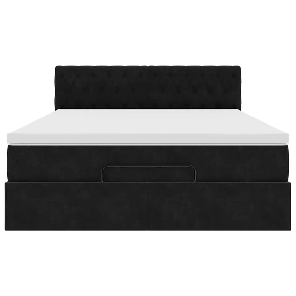 Double Ottoman Bed Black Velvet 4ft6 Pocket Spring Mattress Storage Lift Base