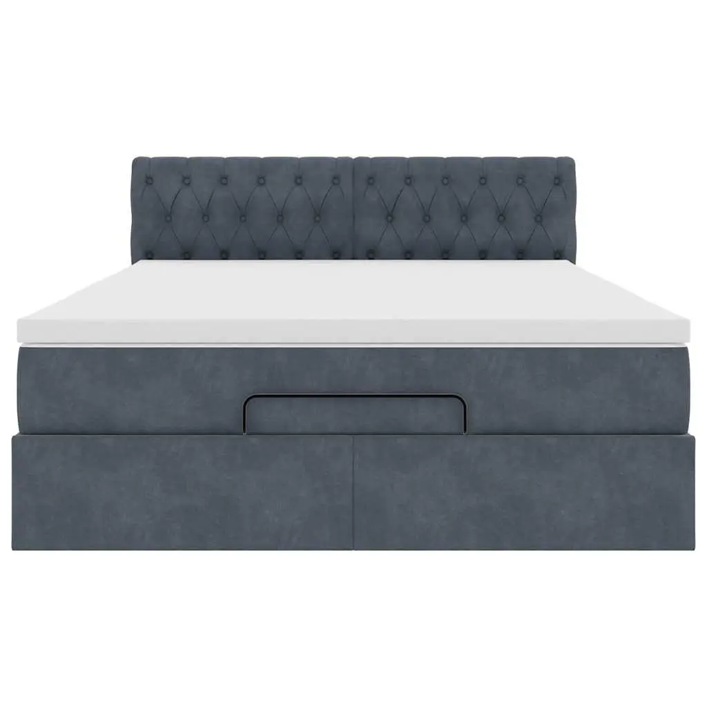 Queen Ottoman Bed Grey Velvet Pocket Spring Mattress Hydraulic Lift Storage