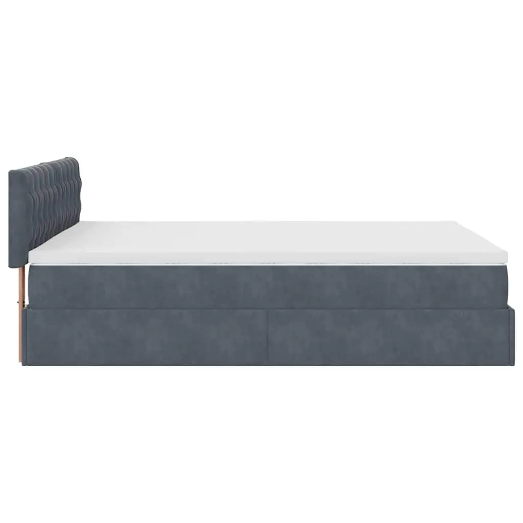 Queen Ottoman Bed Grey Velvet Pocket Spring Mattress Hydraulic Lift Storage