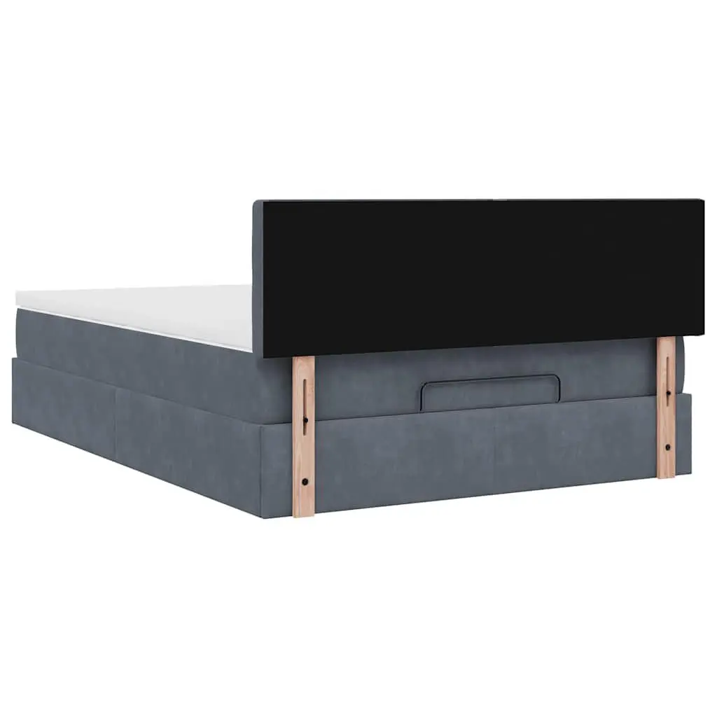Double Ottoman Bed Grey Velvet 4ft6 Pocket Spring Mattress with Hydraulic Lift Storage