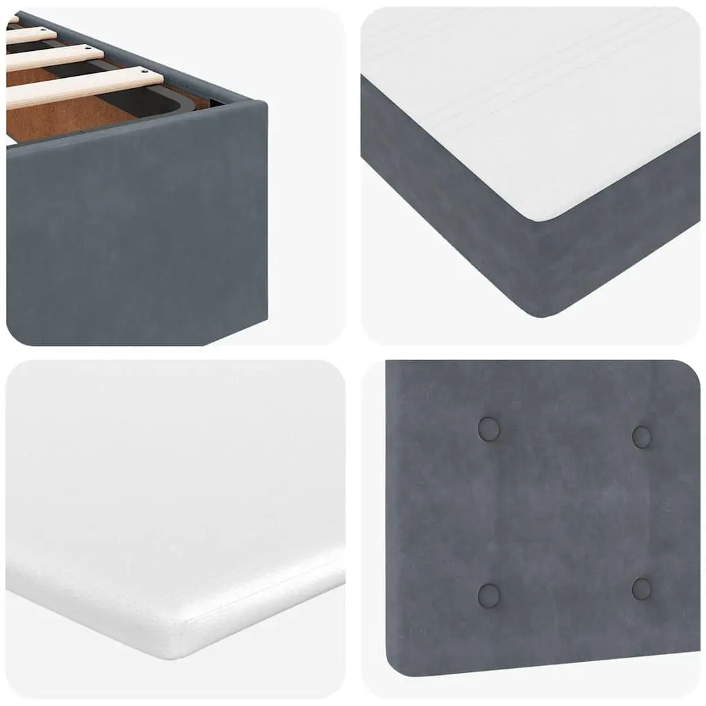 Queen Bed Grey Velvet Ottoman with Pocket Spring Mattress Hydraulic Lift Storage