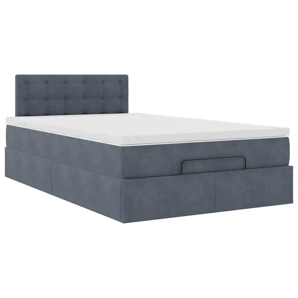 Ottoman Bed King Single Grey Velvet Pocket Spring Mattress Hydraulic Lift Storage Base