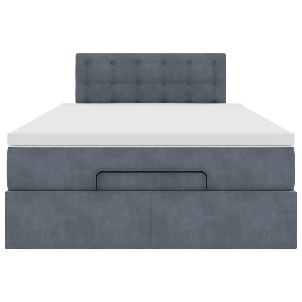Ottoman Bed King Single Grey Velvet Pocket Spring Mattress Hydraulic Lift Storage Base