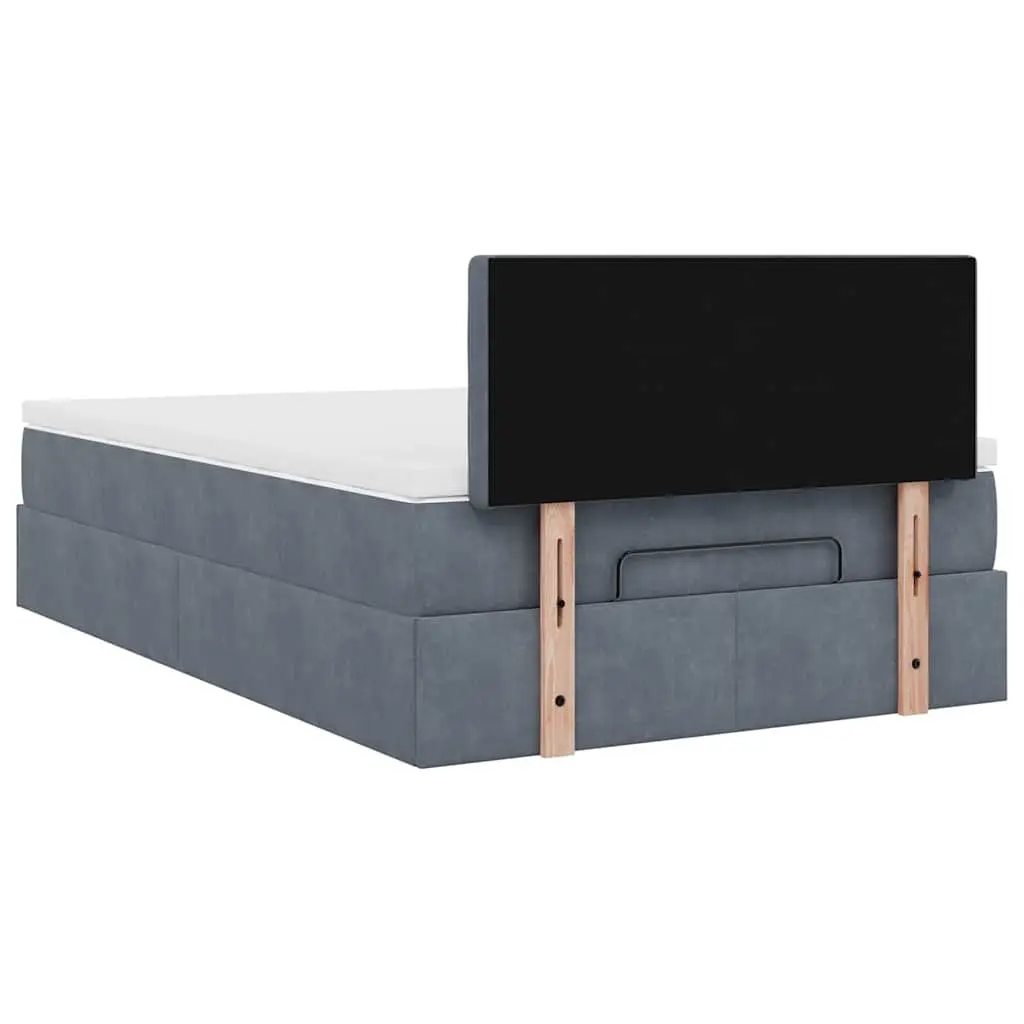Ottoman Bed King Single Grey Velvet Pocket Spring Mattress Hydraulic Lift Storage Base