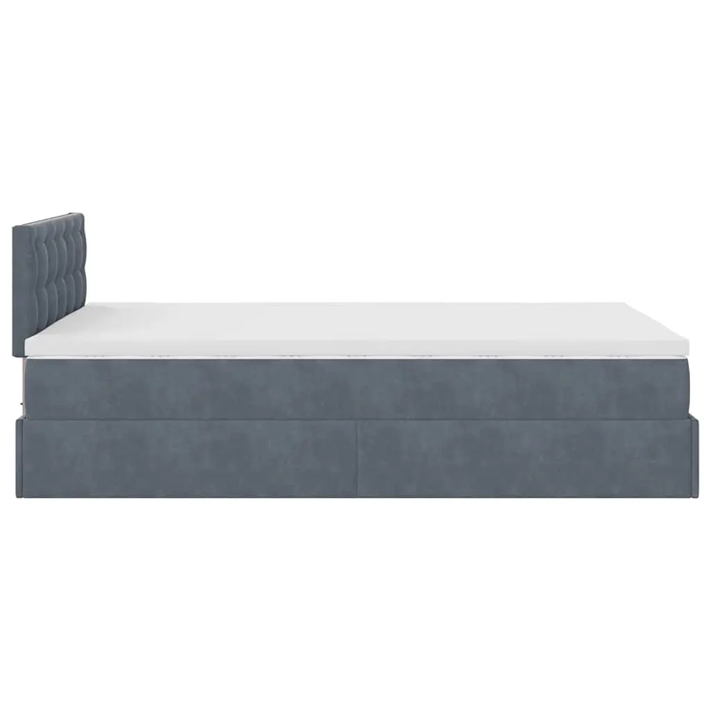 Ottoman Bed King Single Grey Velvet Pocket Spring Mattress Hydraulic Lift Storage Base